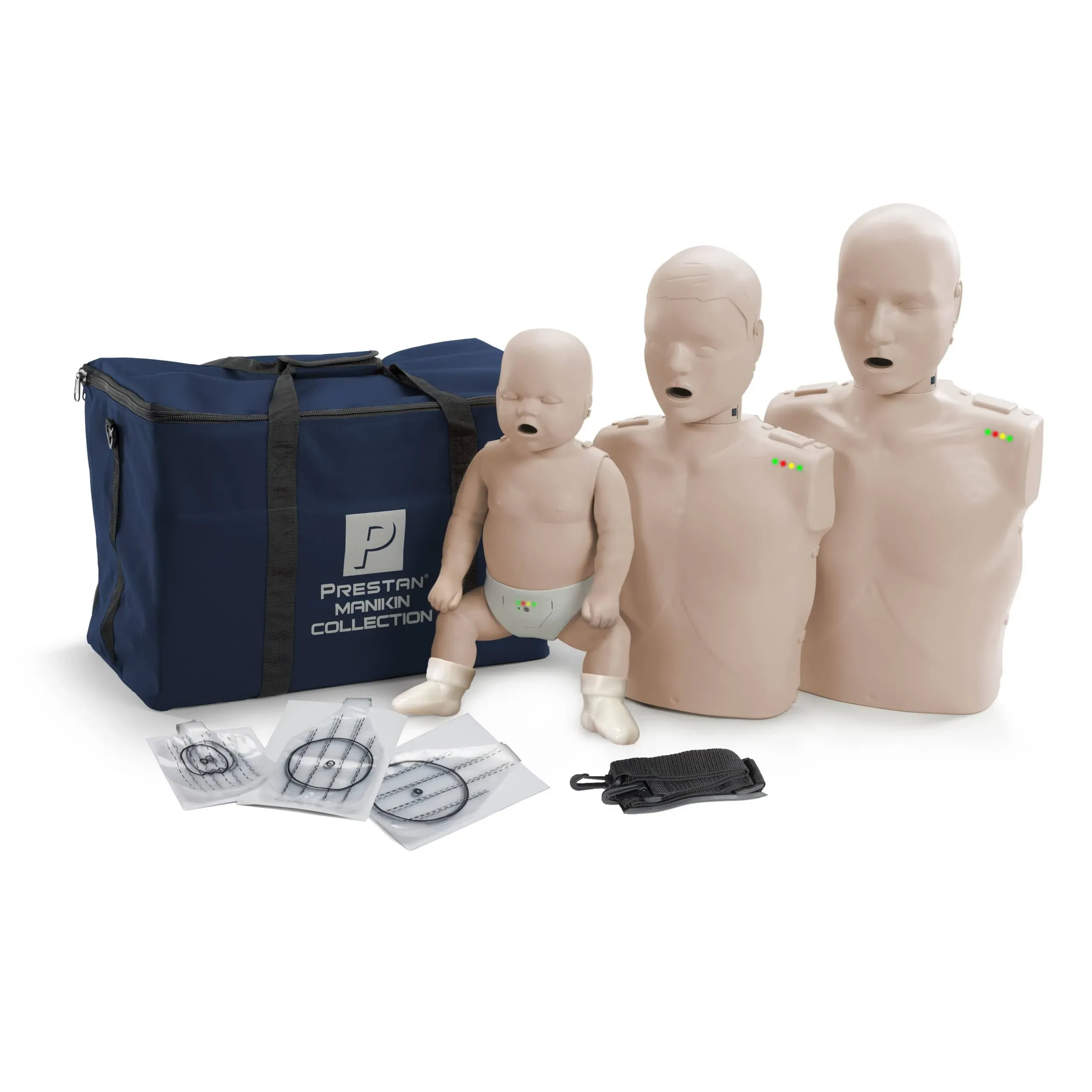 Prestan Value CPR Manikin 3 Pack with Adult, Child and Infant Manikins with CPR Monitors and Dark Skin Tone PP-FM-300M-DS