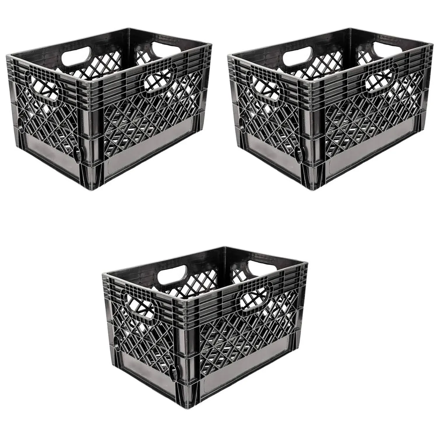 Juggernaut Storage 24 qt Heavy Duty Stackable Storage Crate, Black (3 Pack)