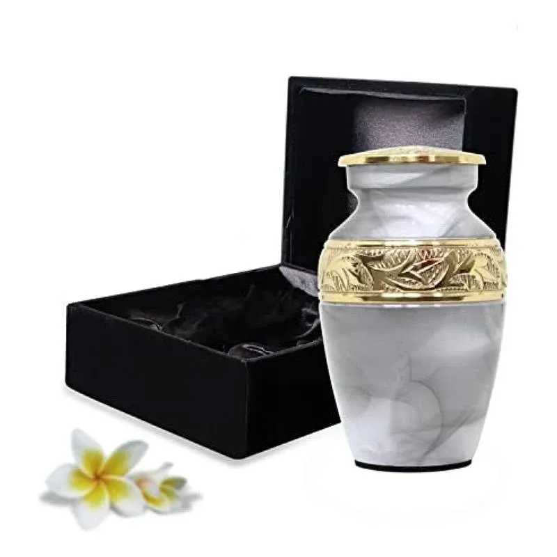 Cremation Urn for Human Ashes - Funeral Urn for Ashes Men & Women - Handcrafted Memorial Urns Male & Female - Honor Your Loved One with Burial Urns for Human Ashes (White, Small)