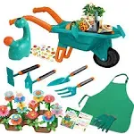 Qtioucp 16Pcs Kids Gardening Tools Outdoor Toys Set Backyard Play with Apron,