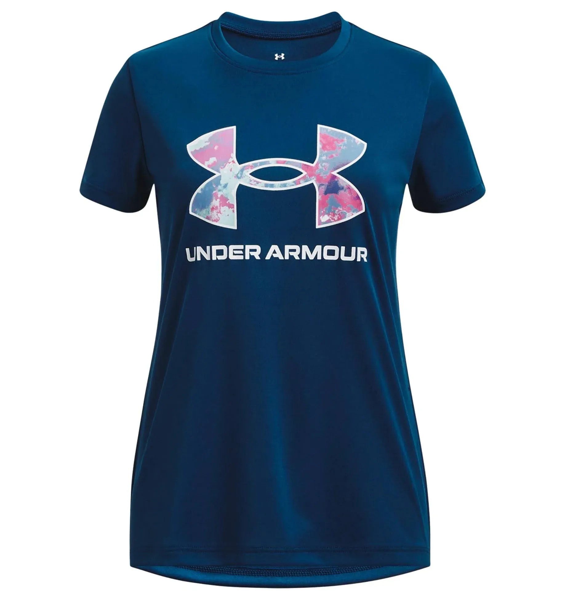 Under Armour Girls' Tech Print Big Logo Short Sleeve Crew