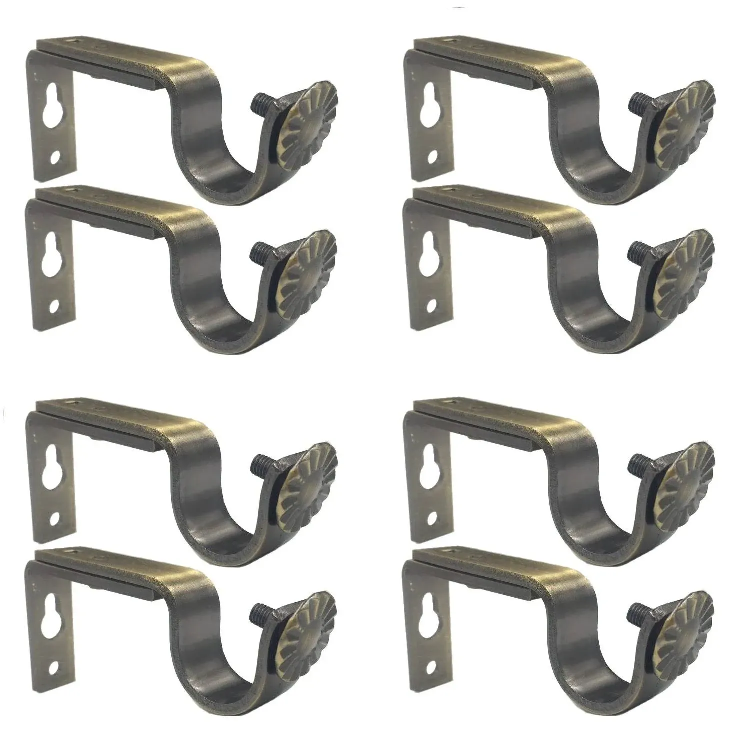 Anndason Heavy Duty Curtain Rod Brackets for 3/4 or 5/8 Inch Rod, Bronze Color, (Set of 4) (4 PCS Black)