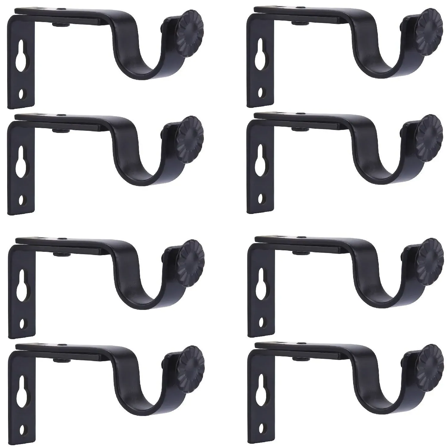 Heavy Duty Curtain Rod Brackets for 3/4 or 5/8 Inch Rod Black Color Set of 8