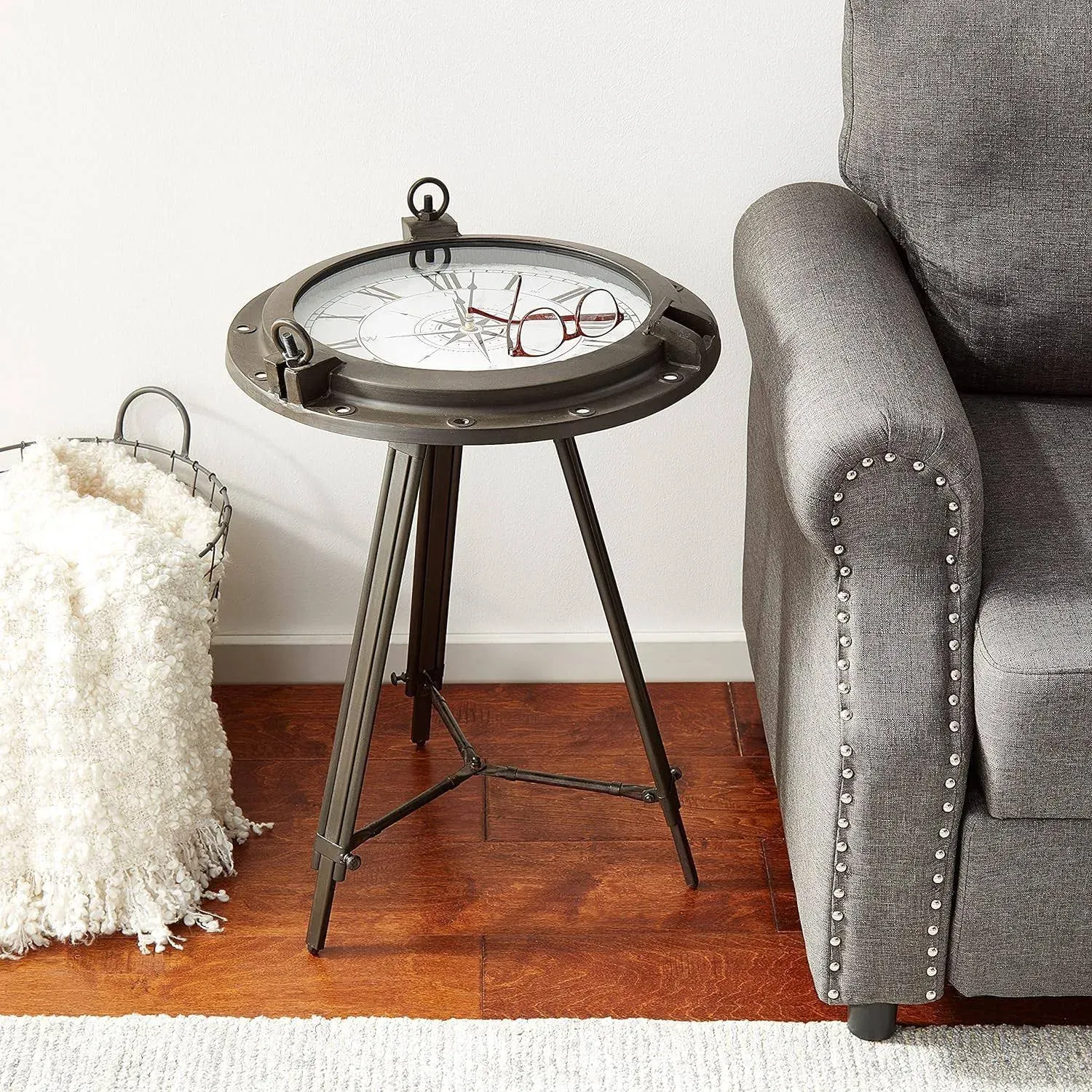 Urban Designs Industrial Porthole Metal Round Clock Coffee and End Table - Beach Style - Side Tables And End Tables - by Urban Designs, Casa Cortes | Houzz