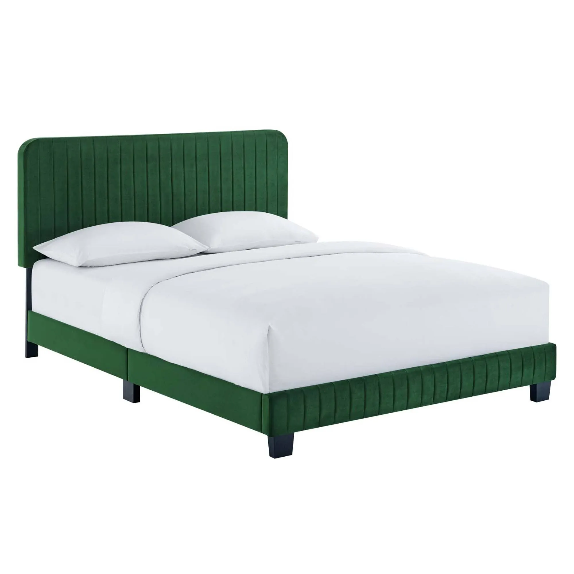 Modway Celine Channel Tufted Performance Velvet Bed King Emerald