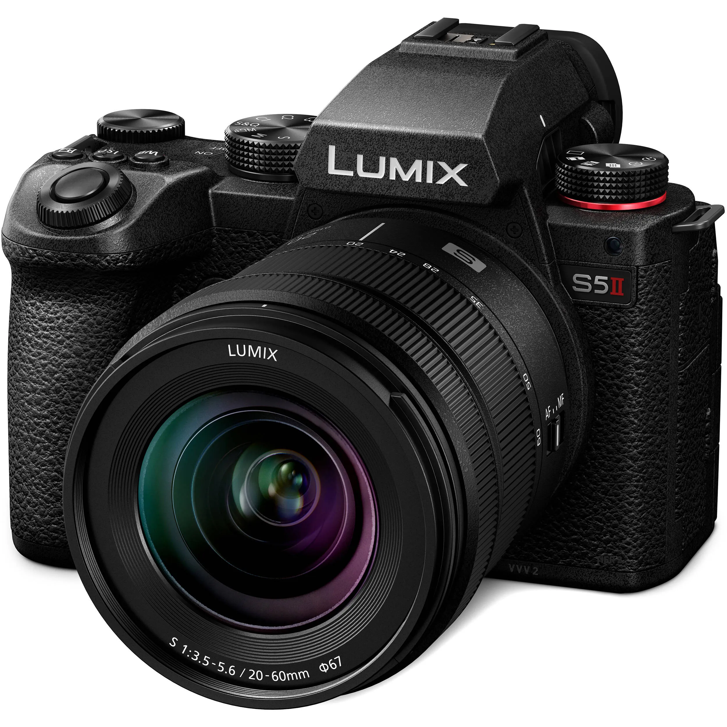 Panasonic LUMIX S5II Mirrorless Camera, 24.2MP Full Frame with Phase Hybrid AF, New Active I.S. Technology, Unlimited 4:2:2 10-bit Recording with 20-60mm F3.5-5.6 L Mount Lens - DC-S5M2KK Black