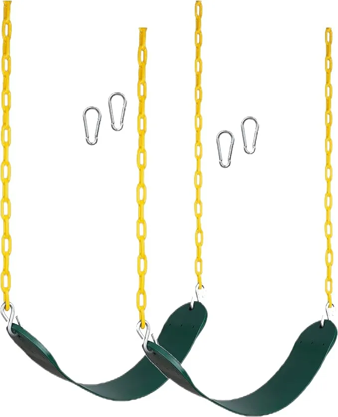 New Bounce Swing Seat - Heavy Duty Rust-Proof Chain - Set of 2 - Green