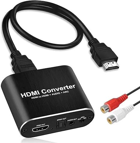 HDMI ARC Audio Extractor 4K@60Hz, HDMI to HDMI + Optical Toslink SPDIF + 3.5mm AUX Jack Stereo Audio Adapter, HDMI Audio Converter Splitter Inserter Embedder Support HDCP2.2 Digital PCM DTS 5.1