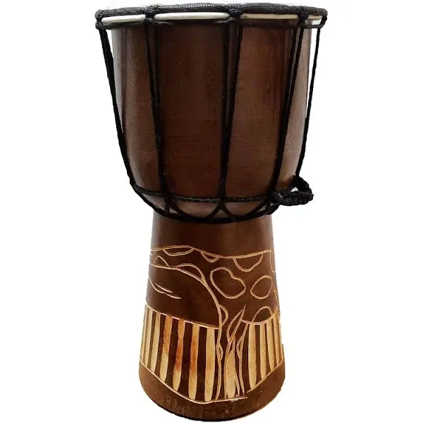 Djembe Drum Carved Bongo African inspired music also a unique gifting idea. Carver Abstract Elephant Giraffe Turtle. (12 Inch, Giraffe)