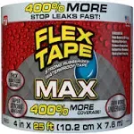 Flex Tape, MAX, 4 in x 25 ft, Clear, Original Thick Flexible Rubberized Waterproof Tape - Seal and Patch Leaks, Works Underwater, Indoor Outdoor Projects - Home RV Roof Plumbing and Pool Repairs