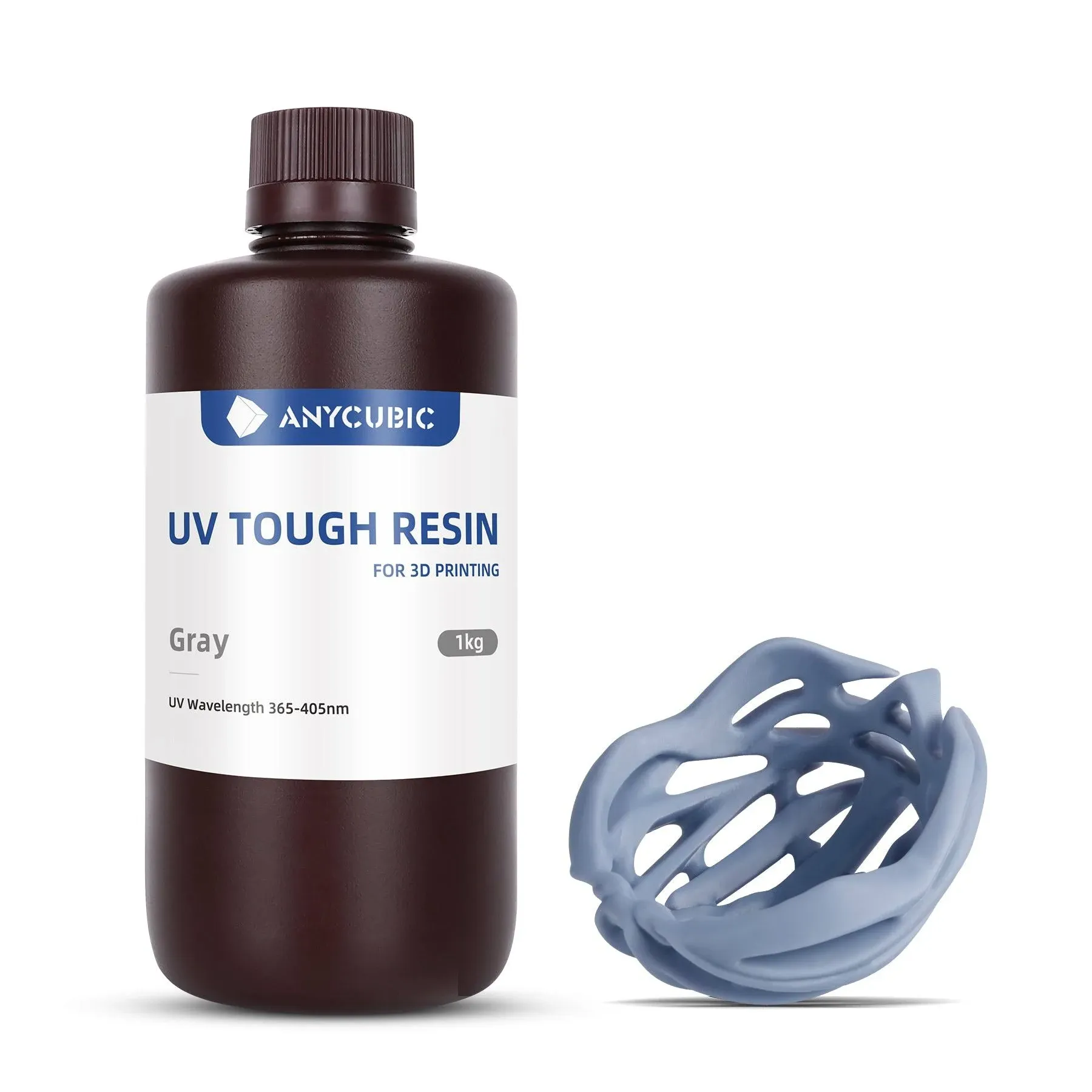 ANYCUBIC Tough Resin 2.0, 3D Printer Resin with Upgraded High Toughness and High Precision, 365-405nm Fast Curing 3D Resin for 4K 8K LCD/DLP/SLA 3D Printing (Black, 1kg)