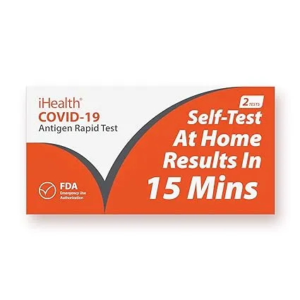 iHealth COVID-19 Antigen Rapid Test, 1 Pack, 5 Tests Total, FDA EUA Authorized OTC at-Home Self Test, Results in 15 Minutes with Non-invasive Nasal Swab, Easy to Use & No Discomfort