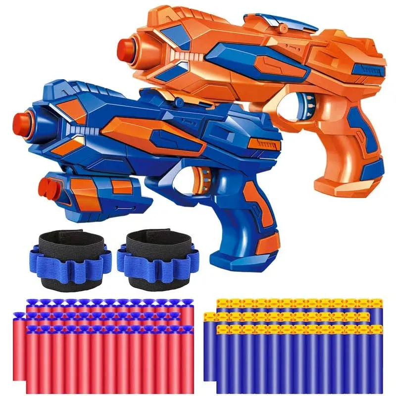 2 Pack Blaster Toy Guns with 60 Pack Refill Soft Foam Darts for Kids 6+ Year Old