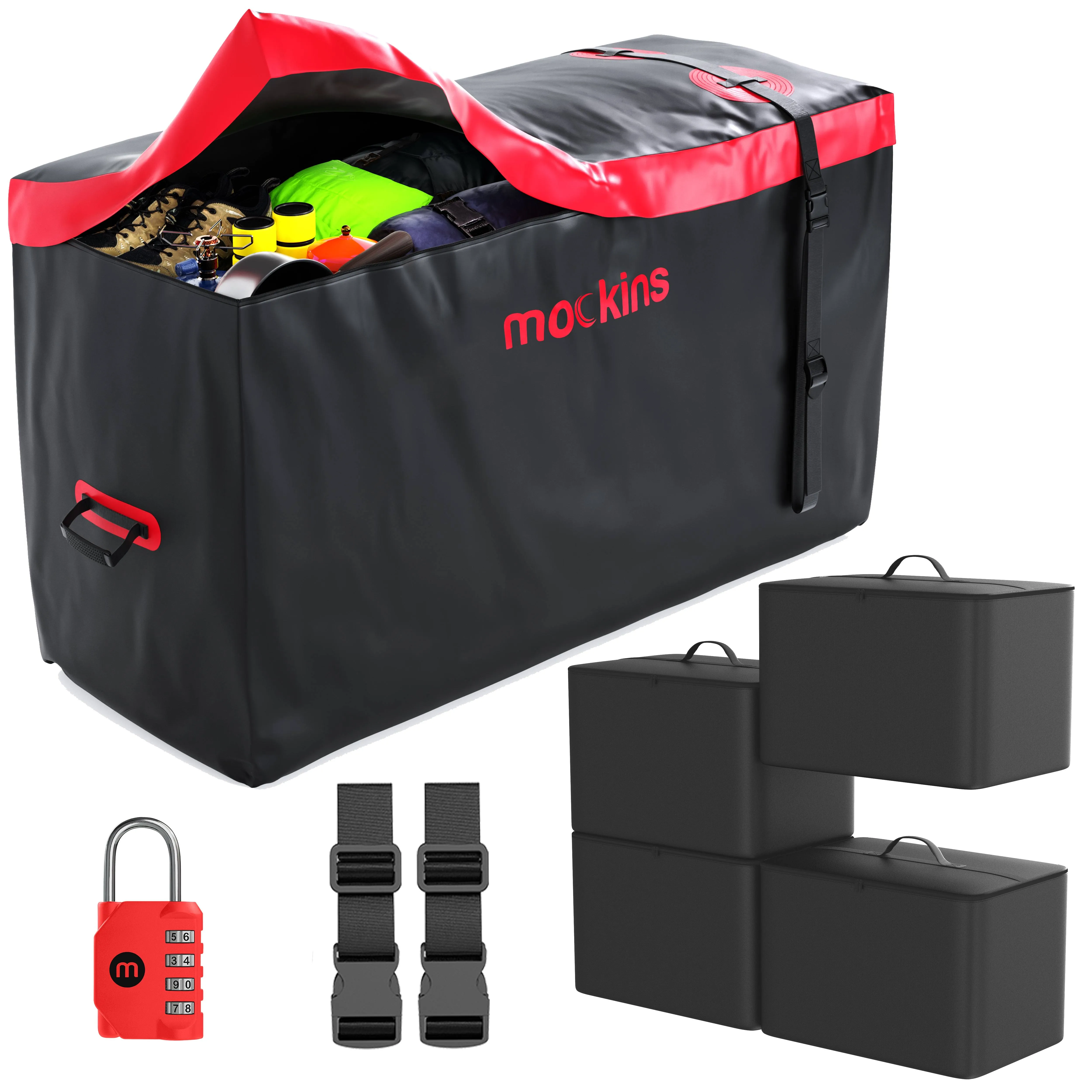 Mockins 15 Cu.Ft. Hitch Cargo Bag - 48x18x31&#034; | Hitch Bag + 4 Packing Cubes