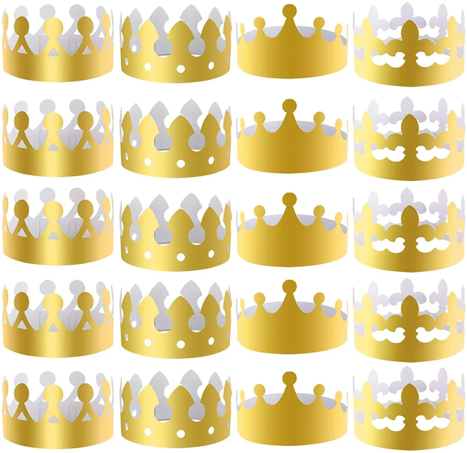 SIQUK 28 Pieces Gold Paper Crowns Party King Crown Paper Hats for Party and ...