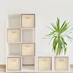 6 Pack Beige Cube Storage Bins Lightweight Organizer Set Easy Decluttering New