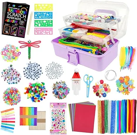 VOLINFO 1600 Pcs Arts and Crafts Supplies for Kids Girls 4 5 6 7 8 9 10 11 & 12 ...