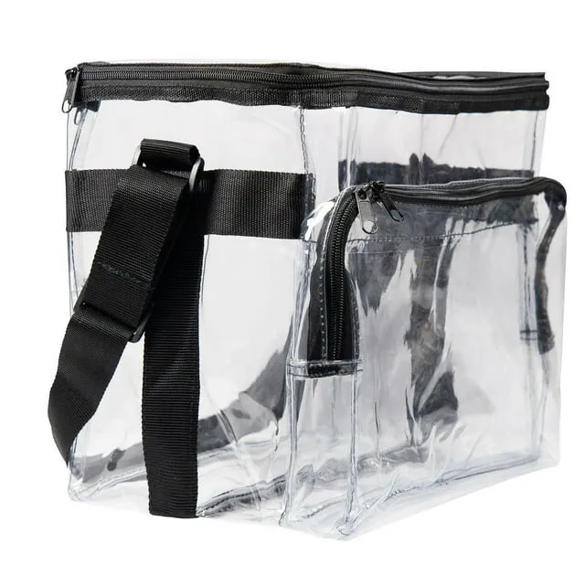 Large Clear Lunch Bag / Lunch Box with Adjustable Strap and Front Storage