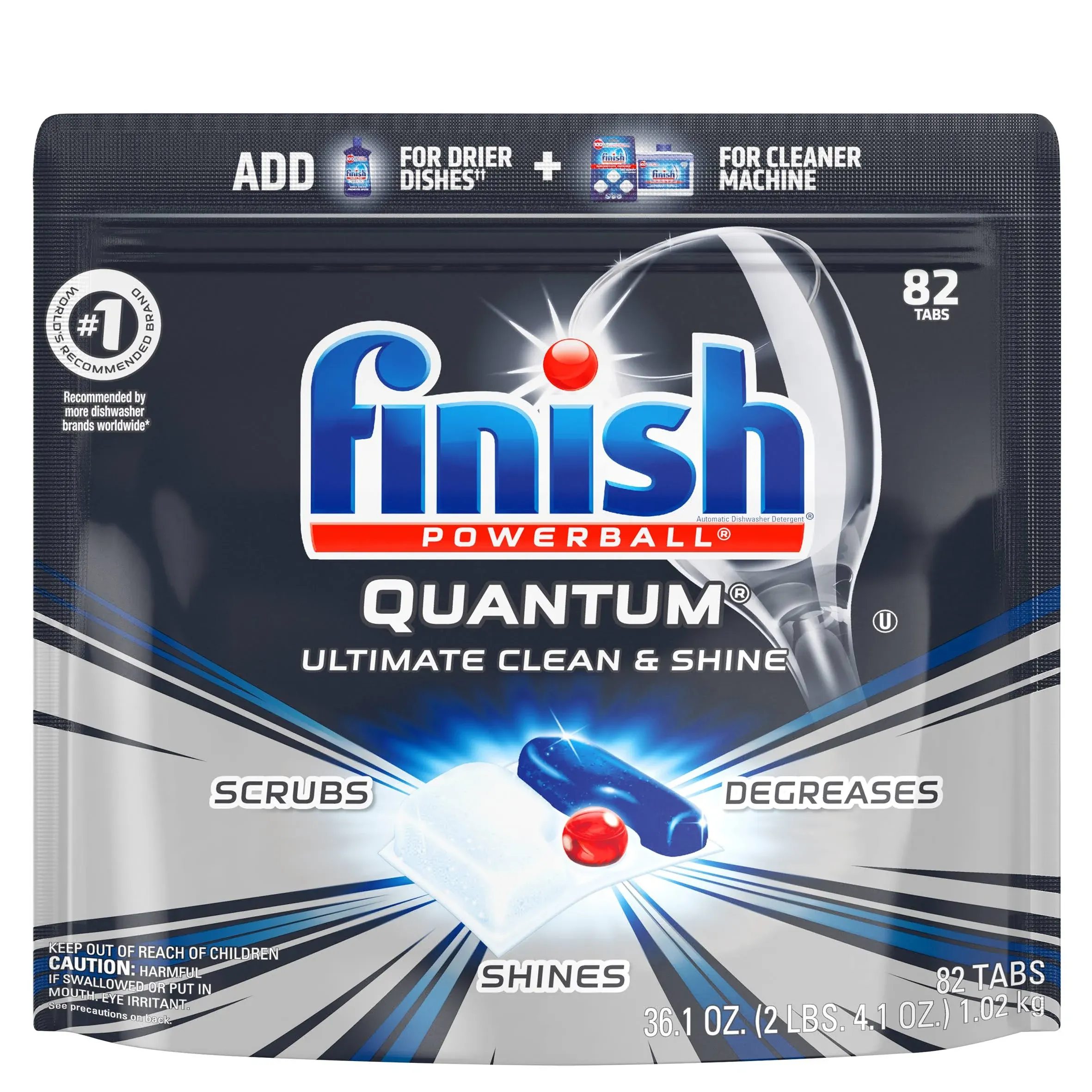 Finish - Quantum with Activblu Technology - 50ct - Dishwasher Detergent - Powerball - Ultimate Clean and Shine - Dishwashing Tablets - Dish Tabs-(Packaging May Vary)