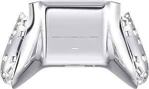 eXtremeRate  Chrome Silver Glossy Custom Bottom Shell with Battery Cover for Xbox Series S/X Controller, Replacement Backplate for Xbox Core Controller - Controller & Side Rails NOT Included - BX3D402