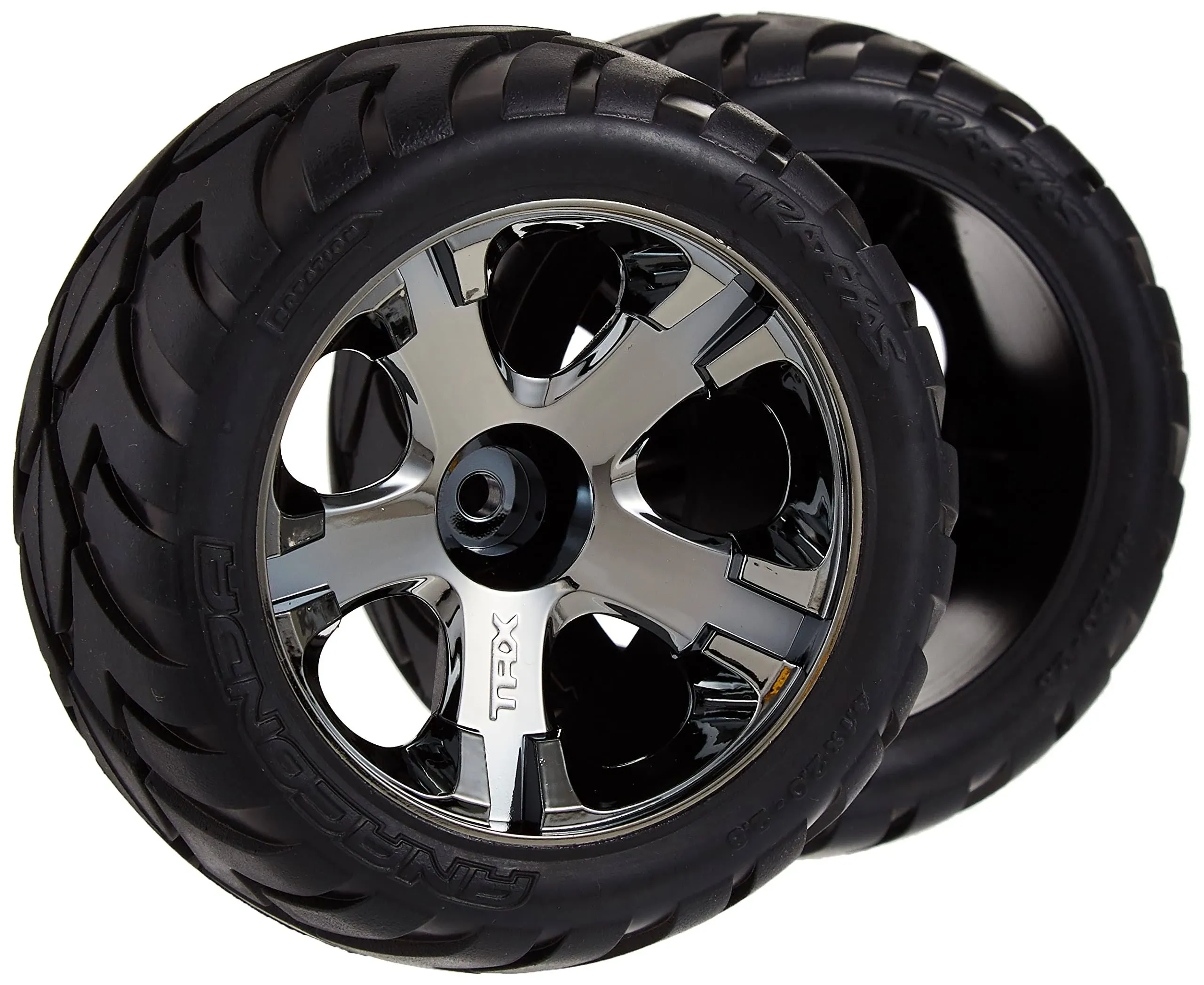 Traxxas All-Star Chrome Wheels and Anaconda Tires w/ Foam Inserts Nitro Rear / Electric Front, Black 2 pcs