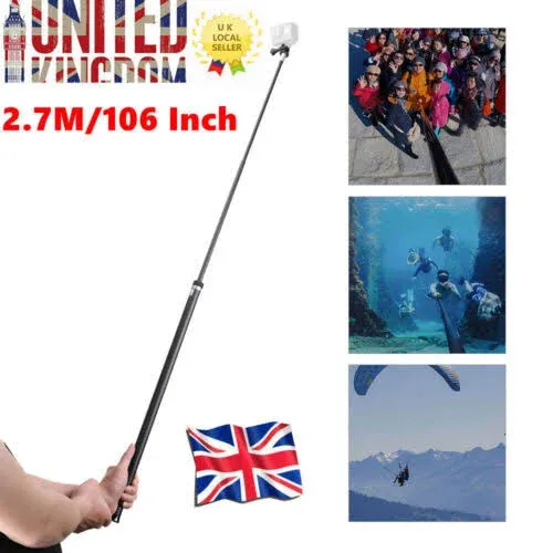 TELESIN Long Selfie Stick Pole Invisible- 3M/118 Inch Carbon Fiber Waterproof Underwater Monopod for GoPro Max Hero 13 12 11 10 9 8 7 6 5 Insta360 X3 X4 Ace Pro Go3 DJI Action 3 4 5 Osmo Pocket