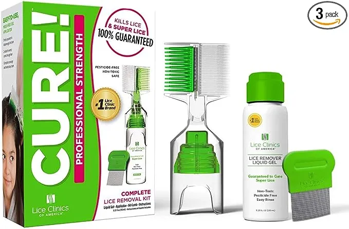 Lice Treatment Kit by Lice Clinics-Guaranteed Cure for Super Lice-Safe, Non-Toxic (Complete Kit with 5.25oz Shampoo, Metal Comb & More)