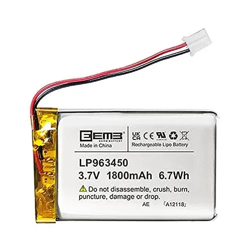 Lithium Polymer Battery 3.7V 1800mAh 963450 Lipo Rechargeable Battery Pack wi