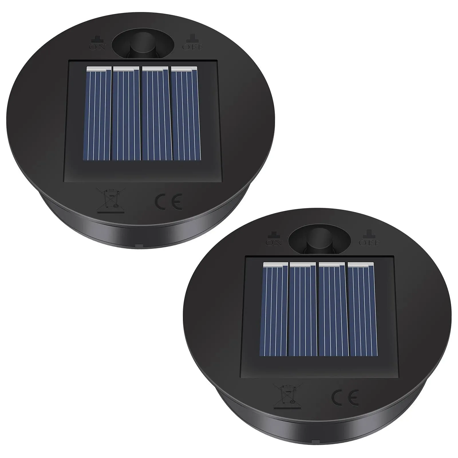 Yzerel 2 Pack Solar Lights Replacement Top - 7 Lumens LED Solar Panel Lantern Lid ...