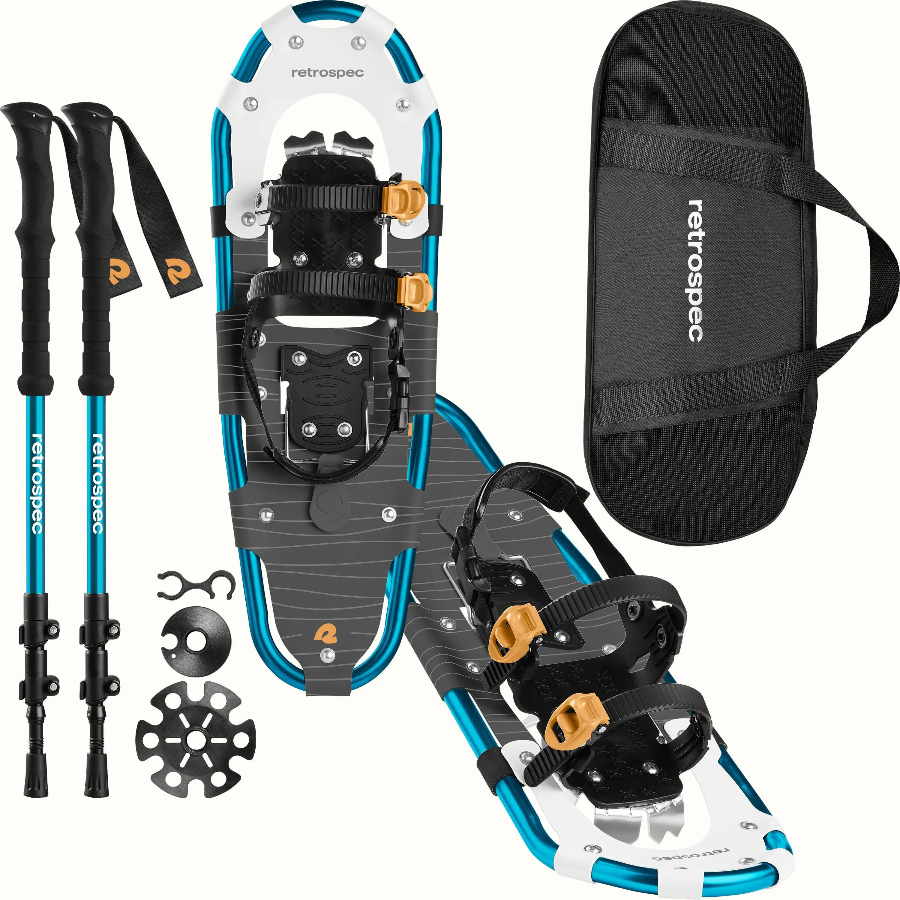 Retrospec Drifter 21/25/30 Inch Snowshoes & Trekking Poles Bundle for Men, Women, and Youth - Durable All Terrain with Adjustable Binding, Carry Bag and Lightweight Aluminum Walking & Hiking Poles