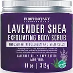 Lavender Oil Body Scrub Exfoliator with Shea Butter, Collagen, Stem Cells, Grapefruit Oil - Natural Exfoliating Salt Scrub & Body and Face Souffle