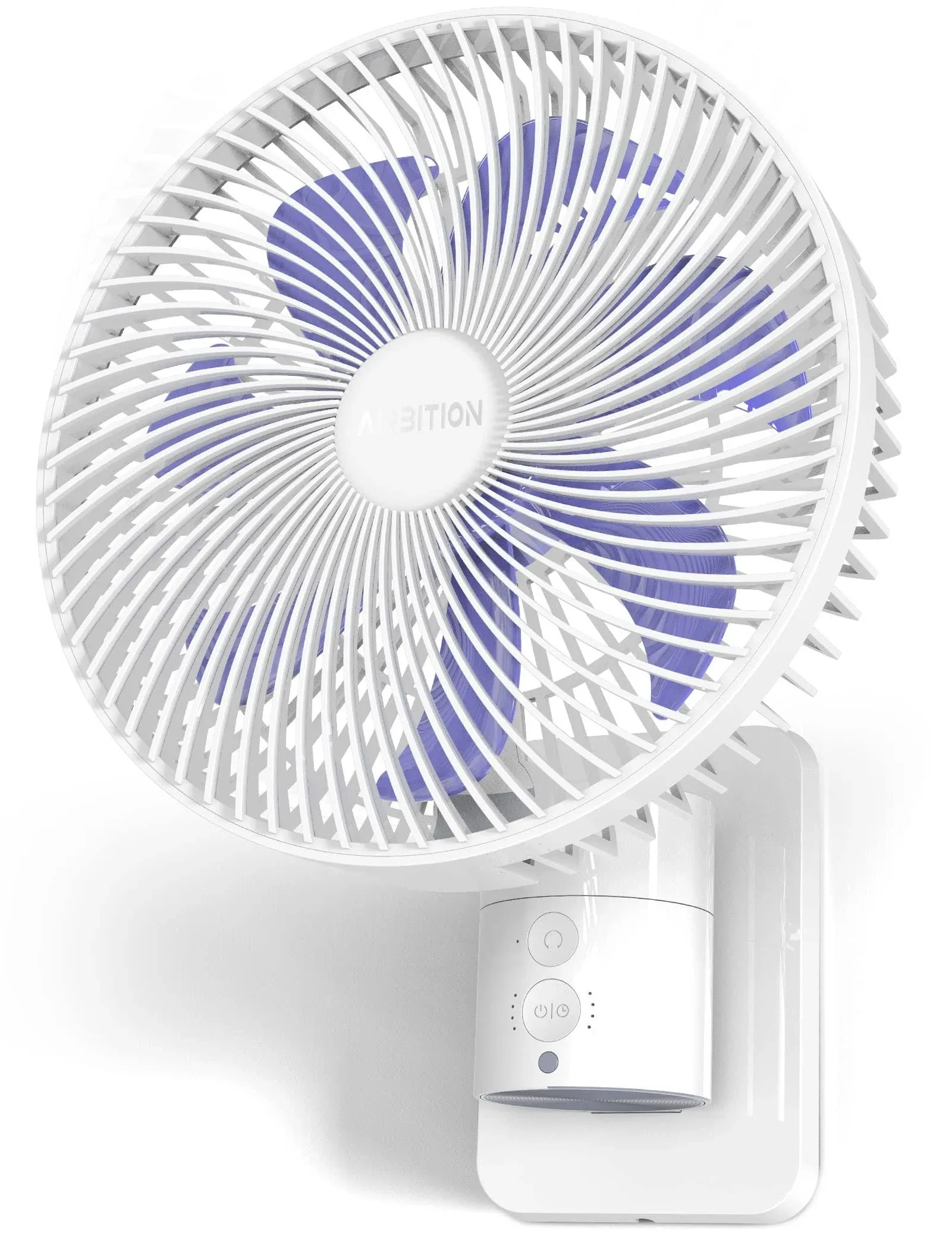 Airbition 8” Small Wall Mount Fan with Remote Control, 90°Oscillating, 4 Speeds, Timer, Included 120° Adjustable Tilt, High Velocity, 70inch Cord, for