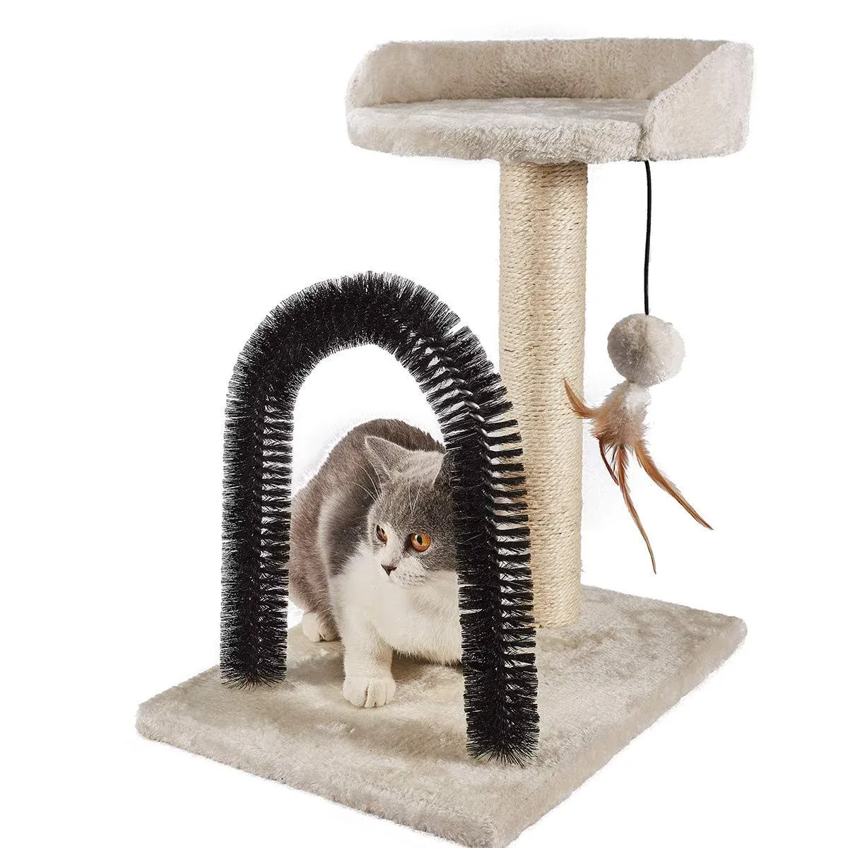 PEEKAB Cat Scratching Post with Cat Tower Tree and Cats Arch Self Groomer ...