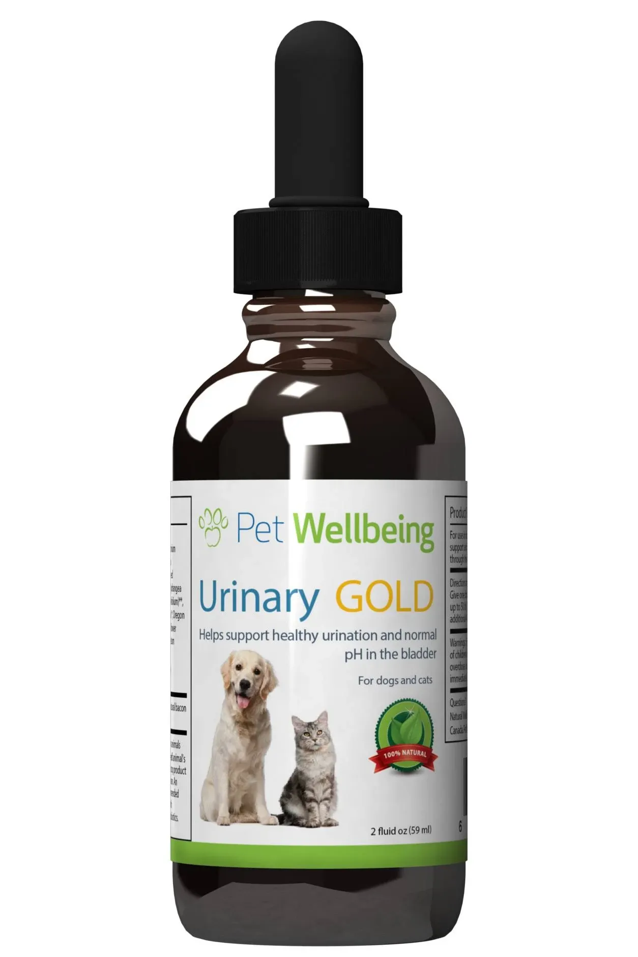 Pet Wellbeing Urinary Gold for Cats - Vet-Formulated - Feline Urinary Tract Health, Supports Normal Urinary pH - Natural Herbal Supplement 2 oz (59 ml)