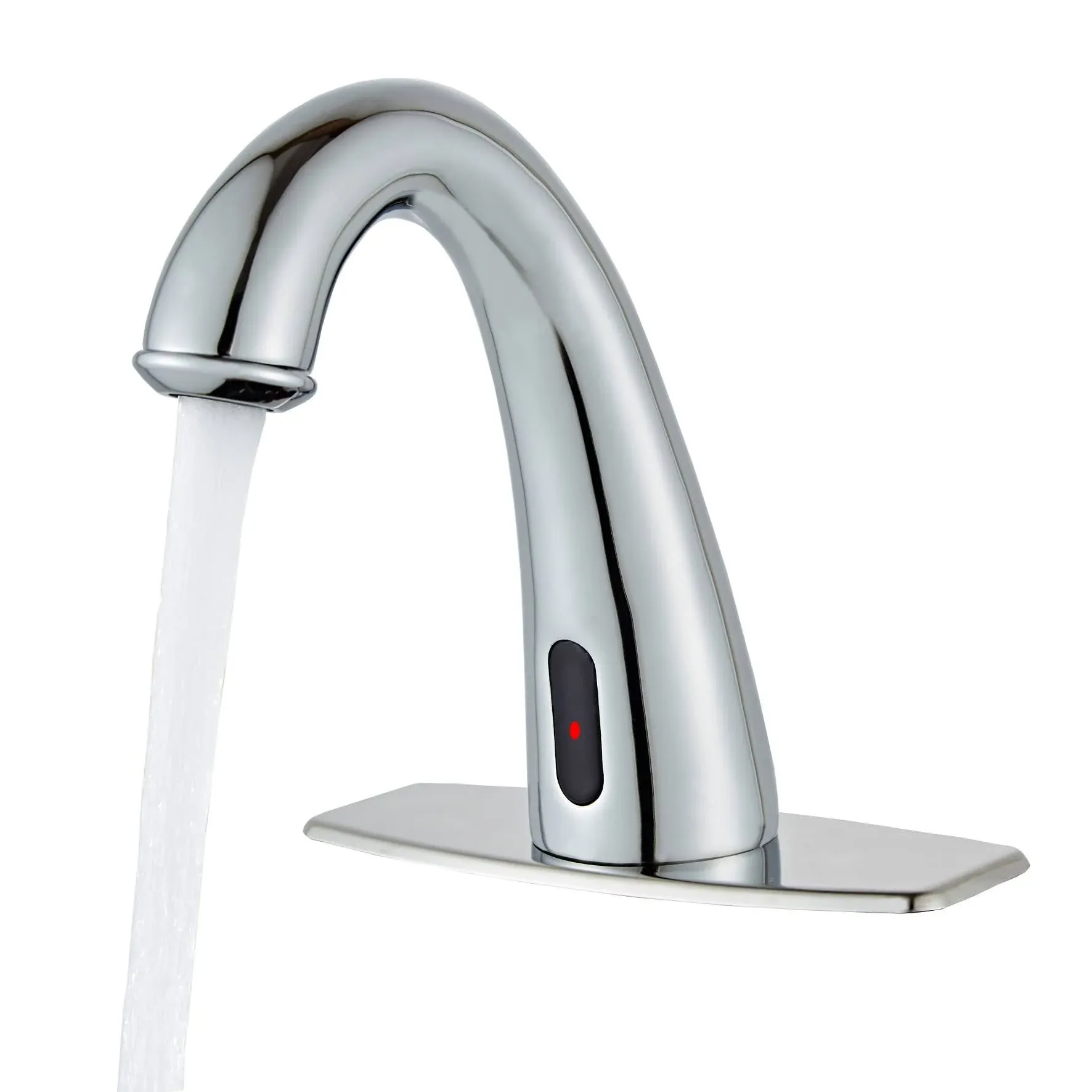 HHOOMMEE Commercial Touchless Bathroom Sink Faucet Automatic Sensor Motion Activated Basin Mixer Tap with Deck Plate(Chrome)