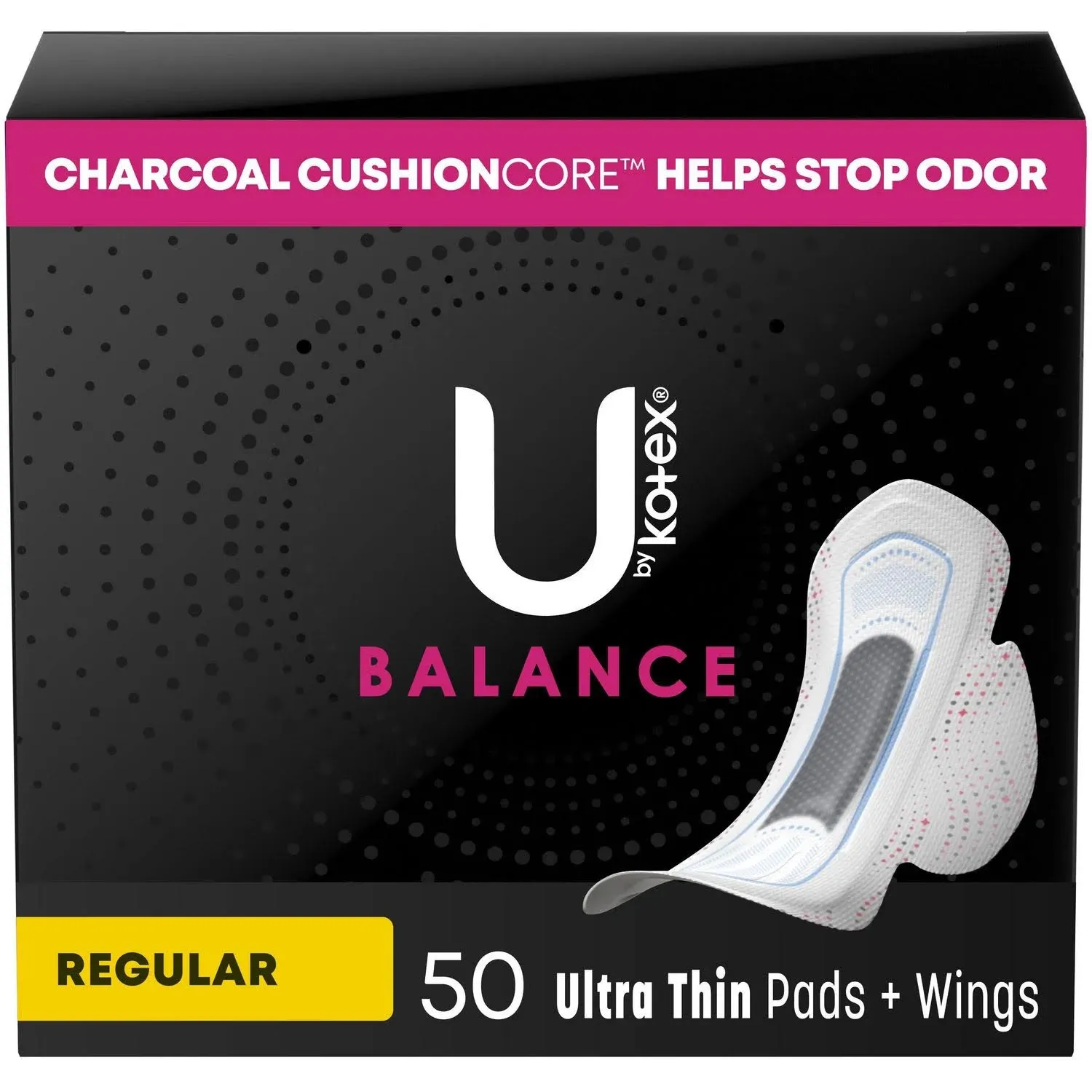 U by Kotex Pads + Wings, UItra Thin, Regular, Balance