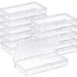 SATINIOR 12 Pack Clear Plastic Beads Storage Containers Box with Hinged Lid for Beads and More (4.8 x 2.45 x 0.9 Inch)