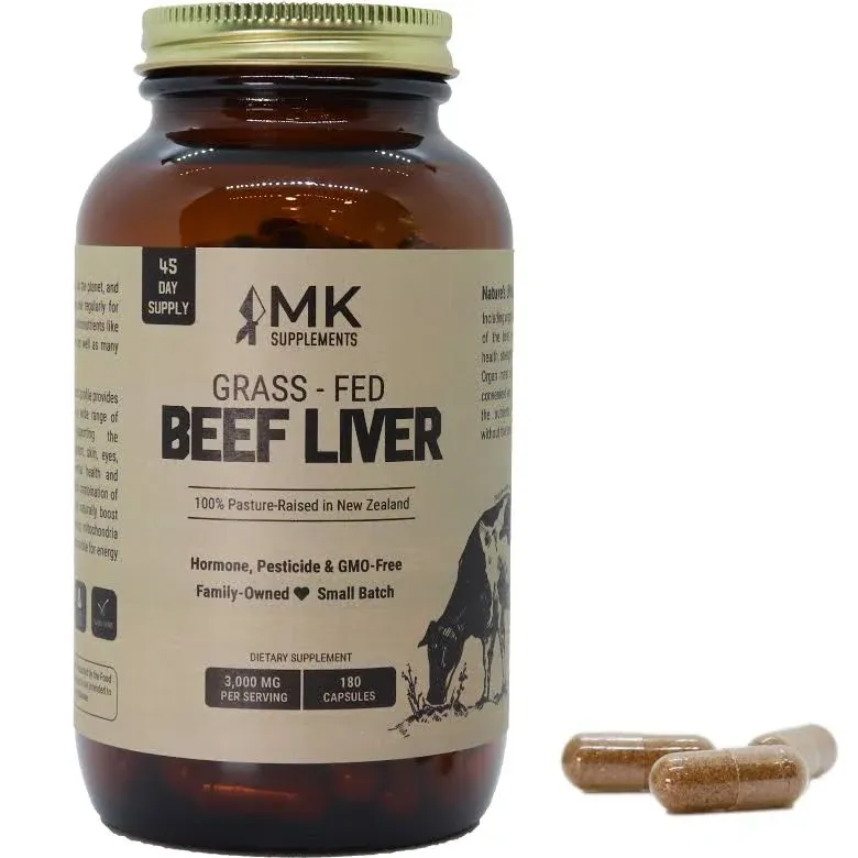 MK Supplements Grass-Fed Beef Liver 3000 mg, Beef Organ Supplement, 100% Pasture ...