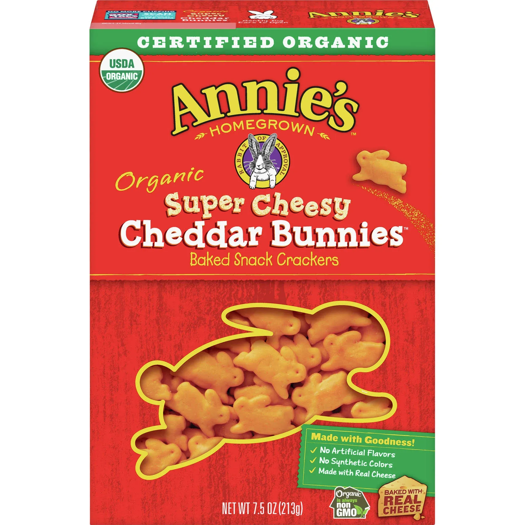 (12 Pack) Annie's Homegrown Extra Cheesy Cheddar Bunnies, 7.5 oz