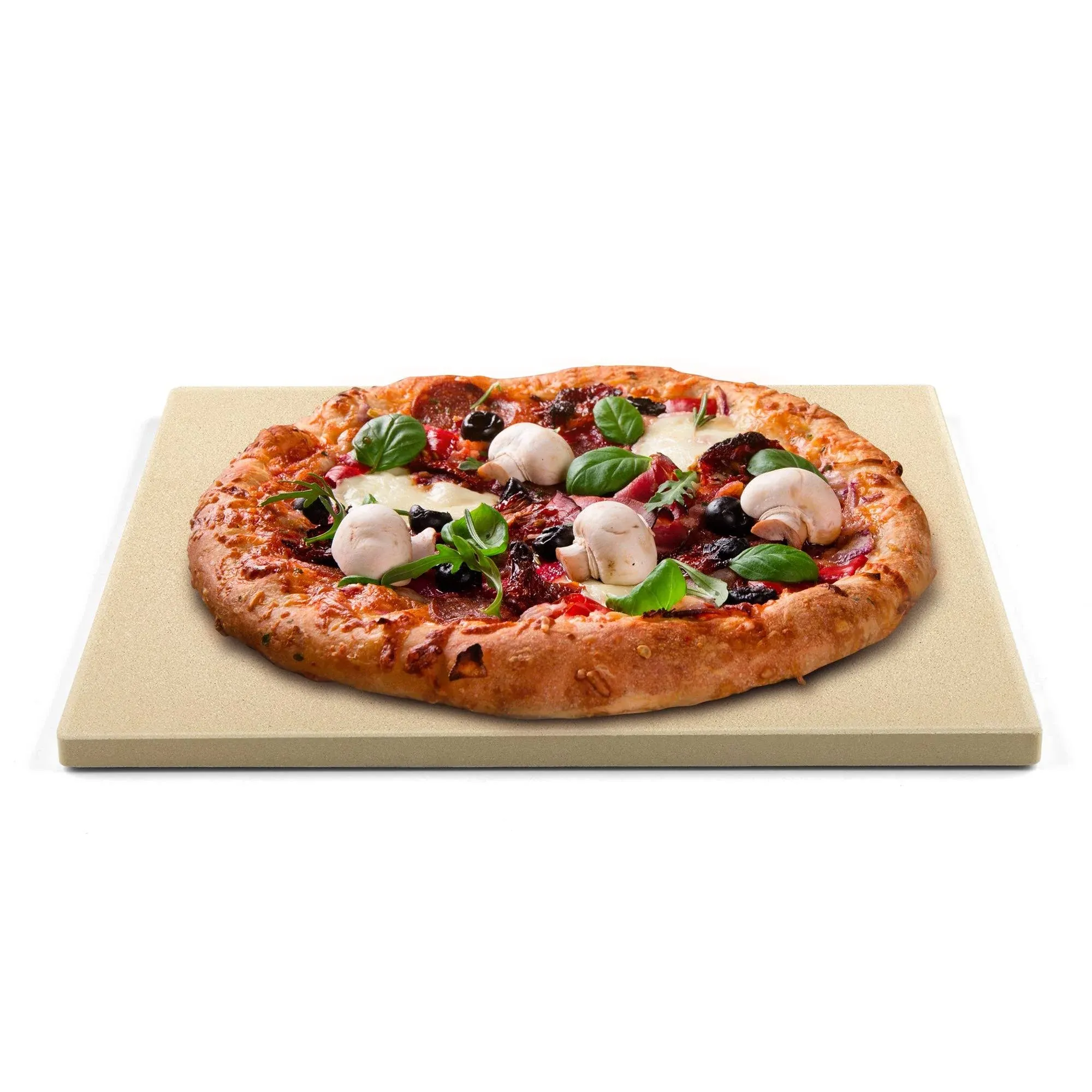 Cook N Home Pizza Grilling Baking Stone, 16-Inch X 14-Inch Rectangular X 5/8-Inch Thick, Cream, Beige