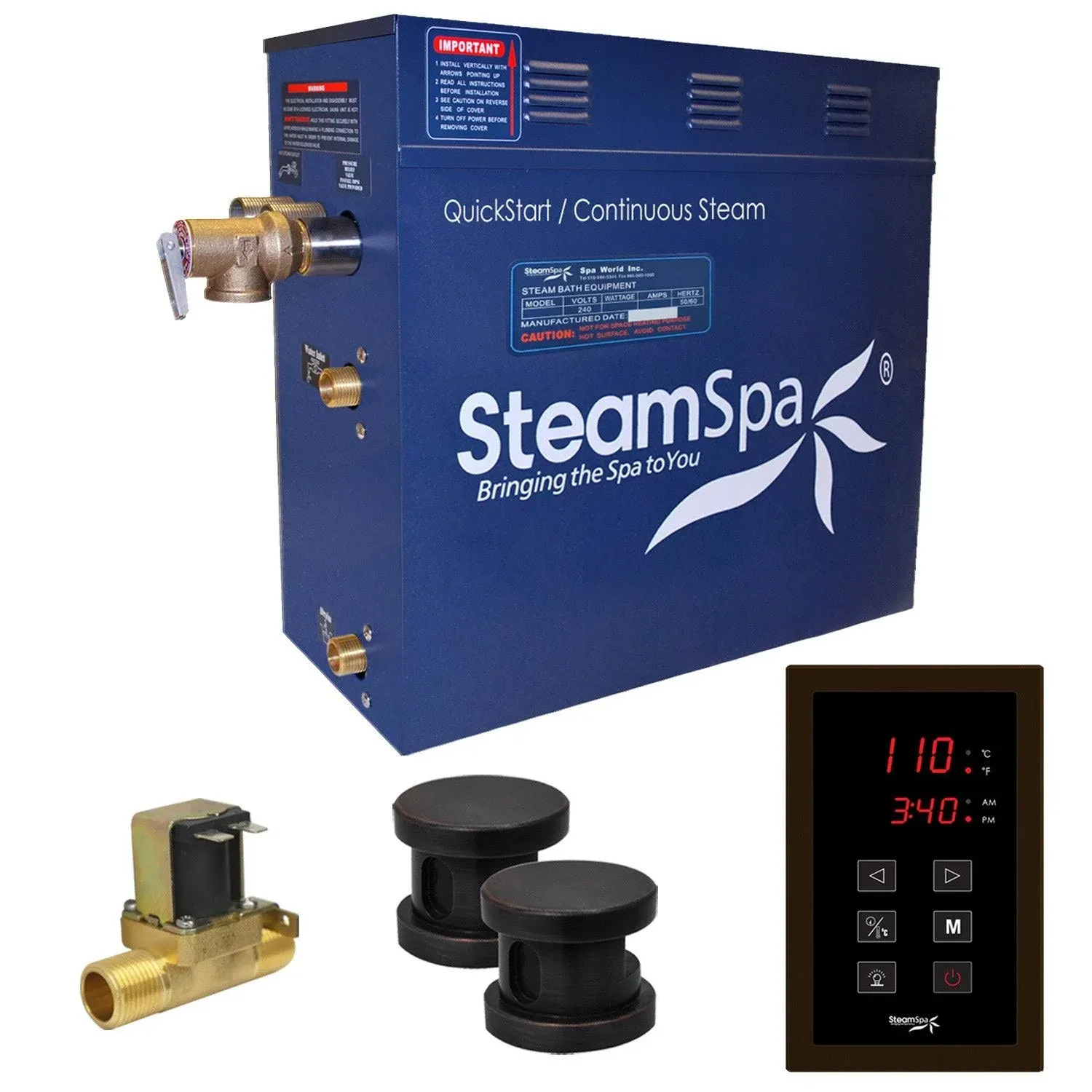 SteamSpa Oasis 10.5 KW QuickStart Acu-Steam Bath Generator Package