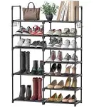 Mavivegue Metal Shoe Rack Organizer,7 Tiers 24-30 Pairs Vertical Free Standing Shoe Rack,Tall Boots Organizer Shelf for Wall,Entryway,Garage,Closet,Bedroom(Black)