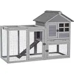 Aivituvin 51.6" LRabbit Hutch Indoor Outdoor Bunny Cage Rabbit cage with Run, Deeper No Leak Tray, Weatherproof