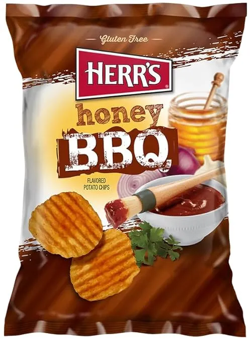 Herr's Honey BBQ Ripple Potato Chips- 7.75 oz. Bags (4 Bags)