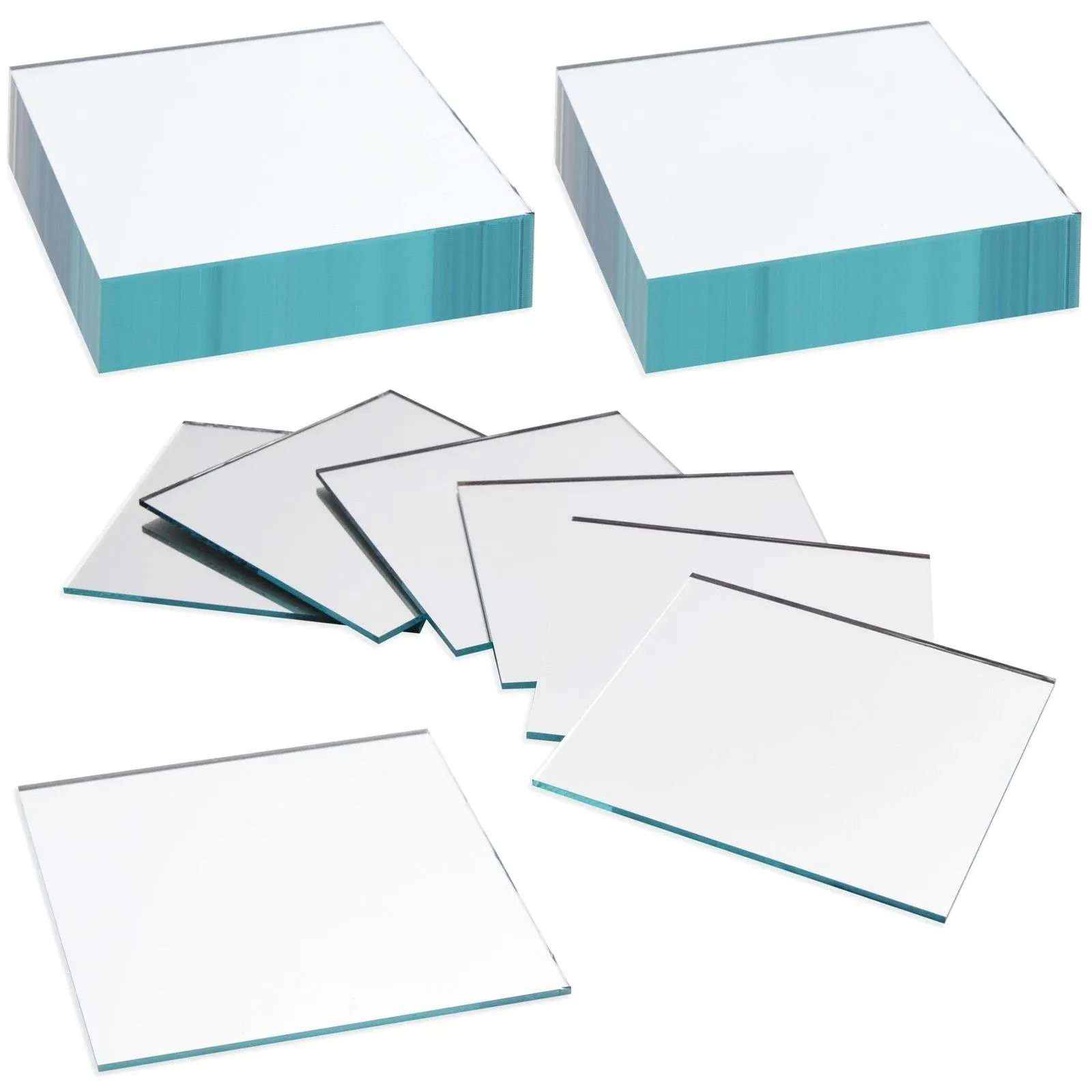 50 Pack Square Mirror Tiles, 3 Inches Small Glass Mirrors for Crafts, DIY Projec