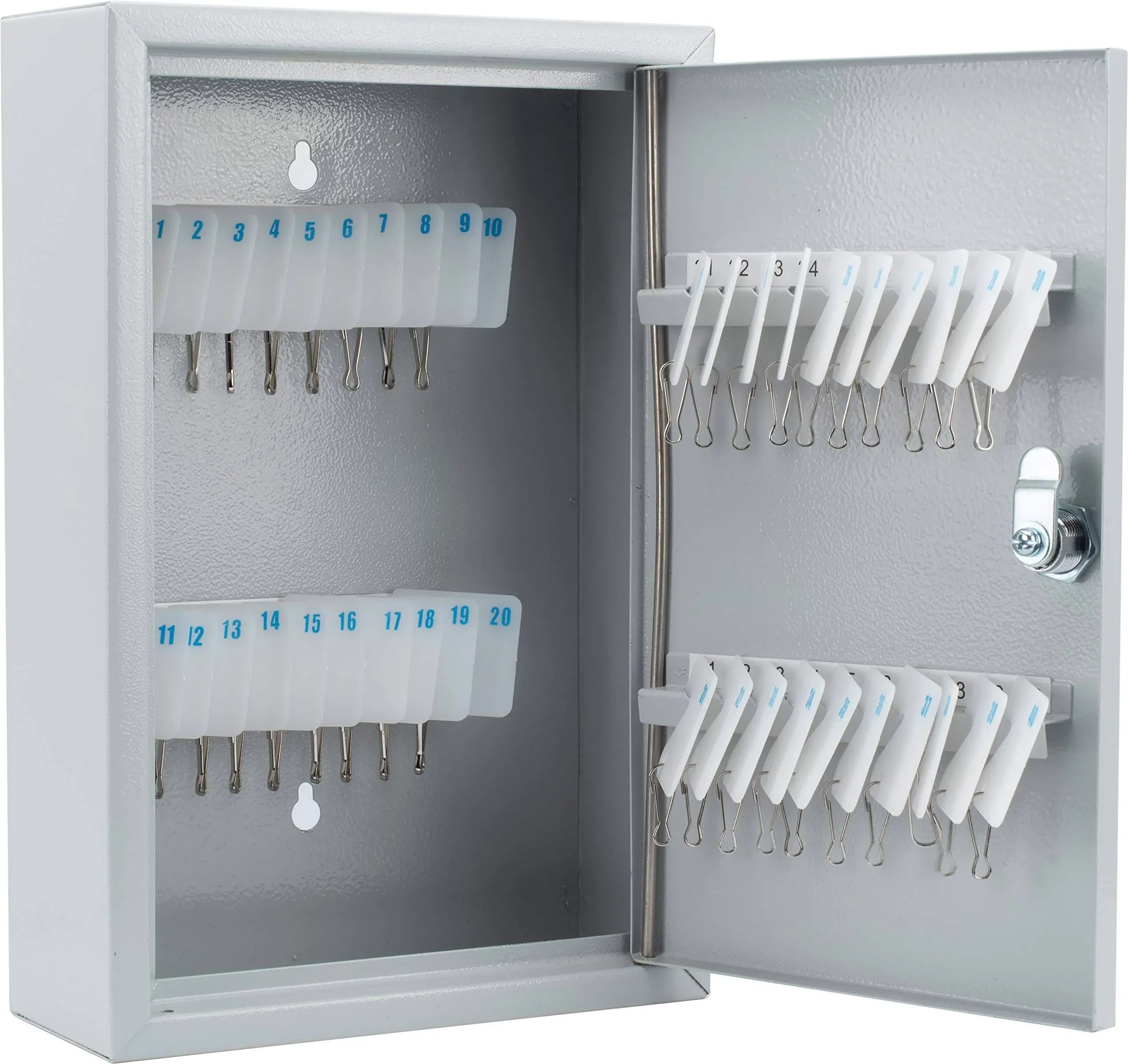 Barska Key Cabinet Lock Box with Numbered Hooks White Tags, 40 Position, Gray