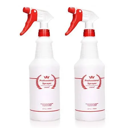 Plastic Spray Bottle 2 Pack, 32 oz, All-Purpose Heavy Duty Spraying Bottles Sprayer Leak Proof Mist Empty Water Bottle for Cleaning Solution Planting