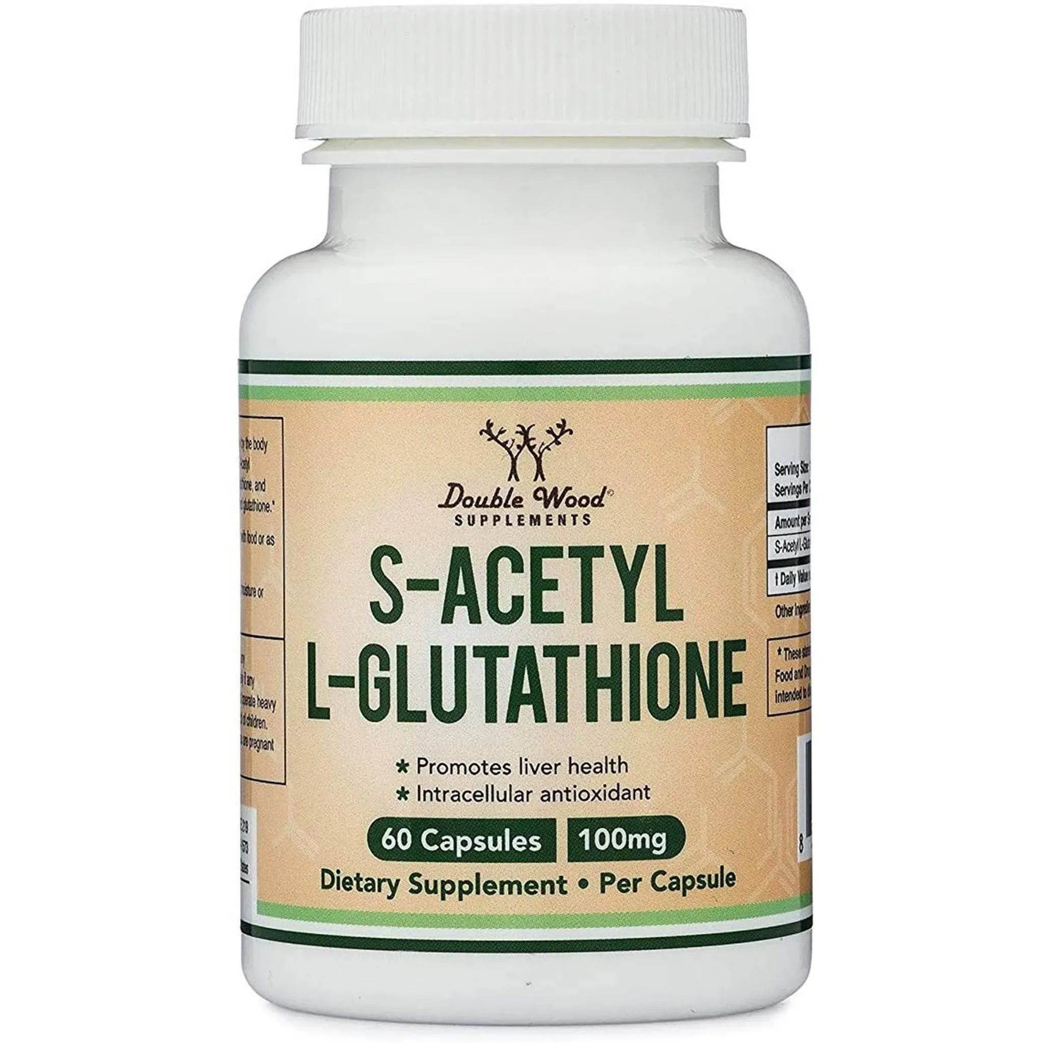 S-Acetyl L-Glutathione Capsules - 100mg, Made and Tested in the USA, 60 Count (A