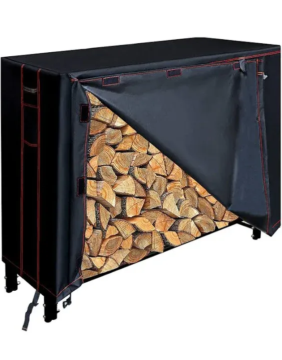 SnugNiture 4ft Firewood Log Rack Cover, 600D Oxford Heavy Duty Waterproof Outdoor Protection Cover with PVC Backing for Firewood Rack