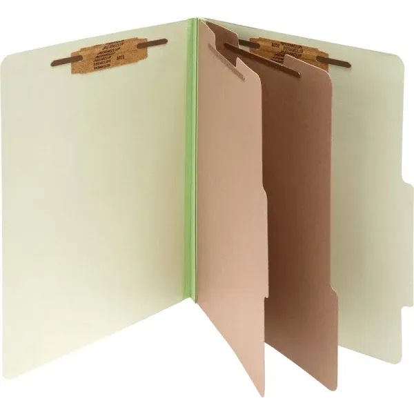 ACCO, PRESSBOARD CLASSIFICATION FOLDERS, 2 DIVIDERS, LETTER SIZE, LEAF GREEN, 10PK